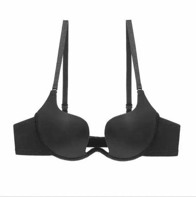 Women's Wedding Lingerie Evening Push Up Invisible Bra-Black-4