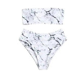 Women Wrapped Marble Printed Swimsuit Bikini Split Sexy-1