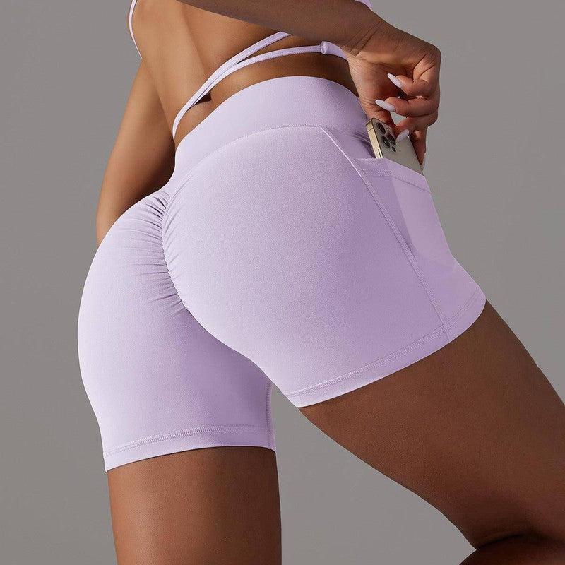 Yoga Shorts With Phone Pocket Design Fitness Sports Pants-8