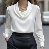 Elegant Satin Button-Up Blouse